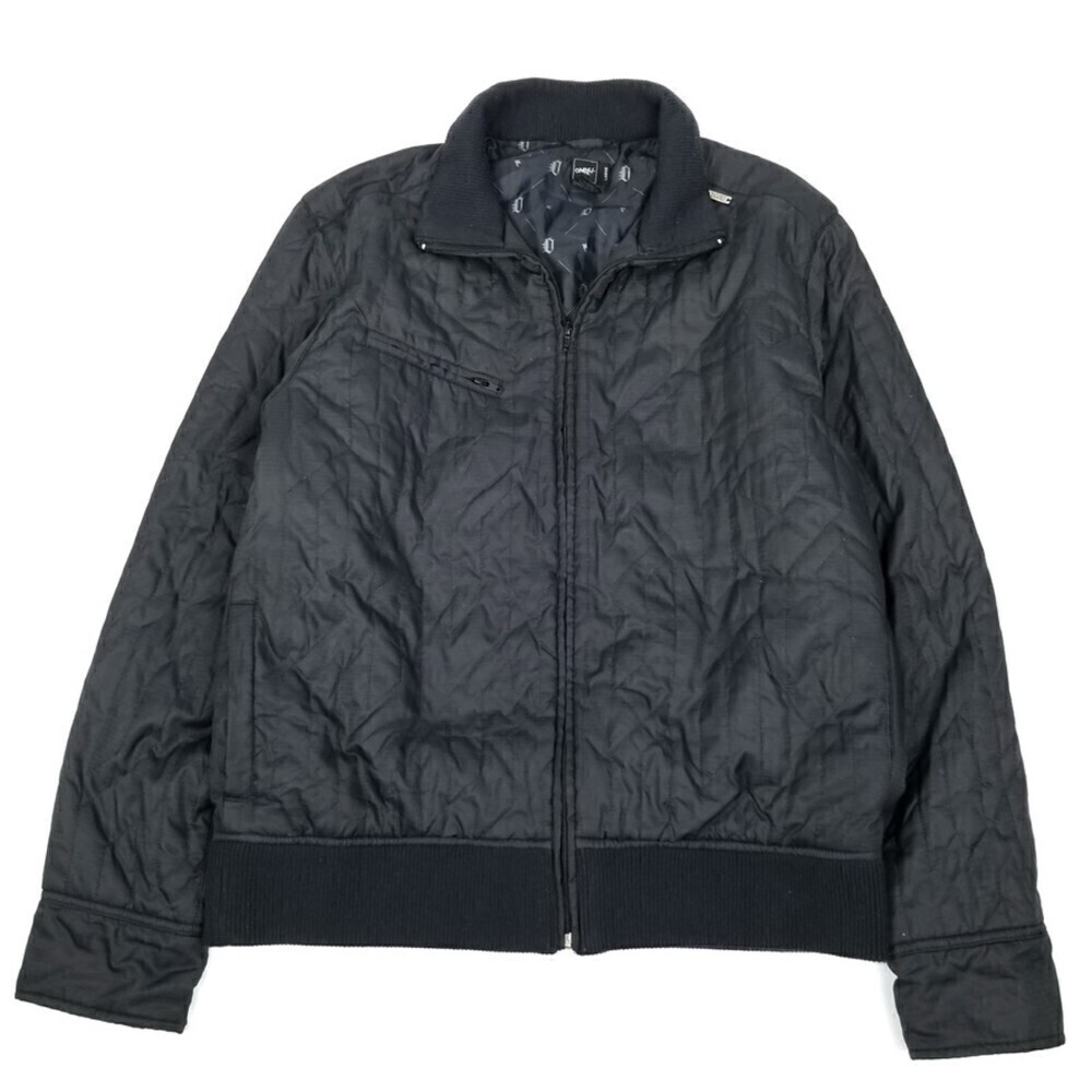 O'Neill Quilted Zip Bomber‎ Ribbed Knit Surf Jacket Mens Large Blue Black